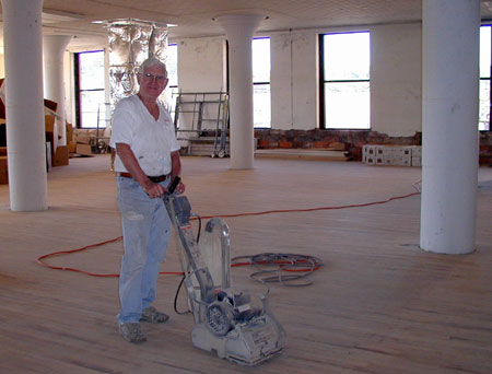 Photo of Paul Stewart sanding